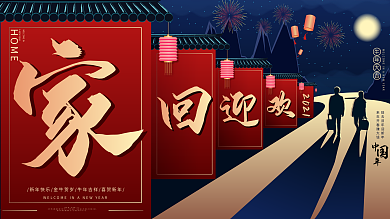 高端喜庆回家过年高端展板