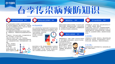 蓝色大气春季传染病预防知识展板