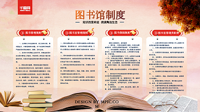 简约大气学校图书馆制度展板