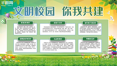 文明校园你我共建绿色六好内容校园活动展板