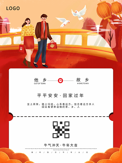 创意回家过年春运海报