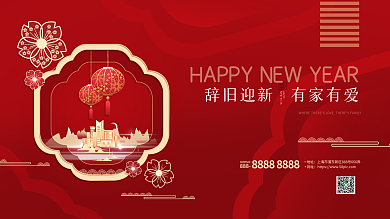 红色喜庆中国风新年促销房地产地产展板