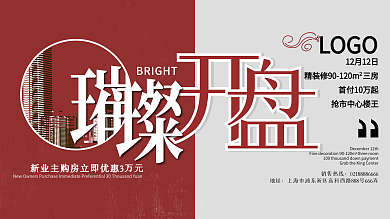 大气房产璀璨开盘红色展板
