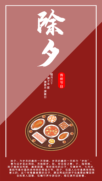 原创除夕年夜饭手机海报