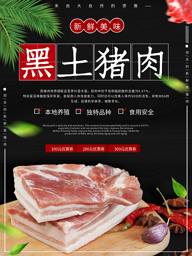 黑猪肉海报农家土猪养殖品种食品宣传海报