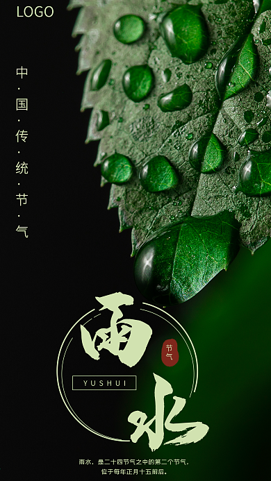 中国传统节气二十四节气雨水节气手机海报