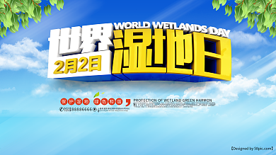 蓝色简洁世界湿地日海报