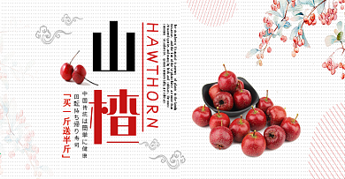 红色小清新山楂水果美食电商banner淘宝海报