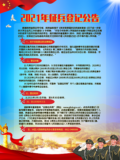 征兵登记公告海报