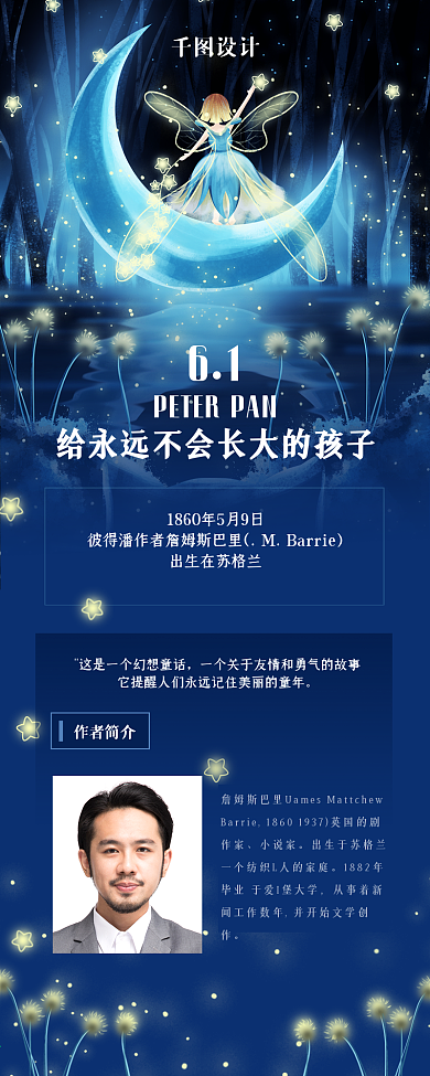 六一儿童节彼得潘童话长图