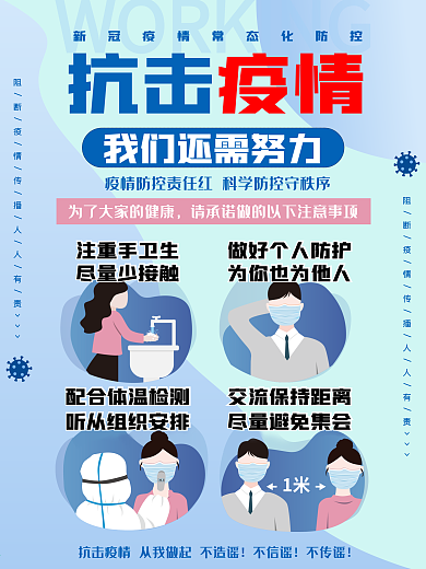 疫情海报新冠肺炎病毒防护防疫冠状简约抗疫