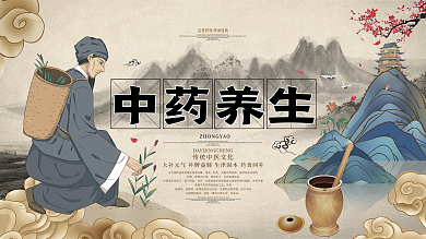 中国风中药养生中医文化展板