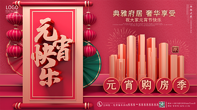 原创元宵节房地产创意摄影图合成营销展板