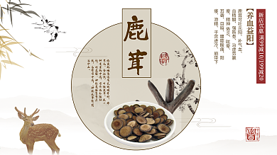 简约中国风传统中药鹿茸促销展板