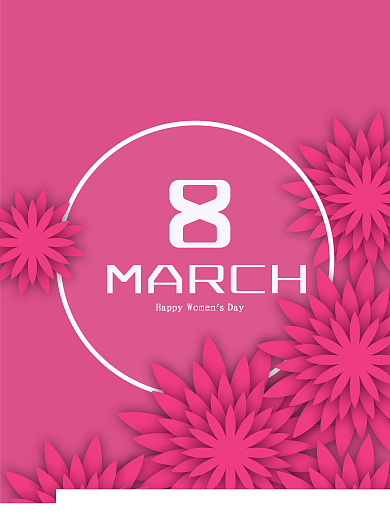 剪纸花堆妇女节海报