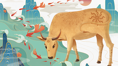 梦幻国风插画背景