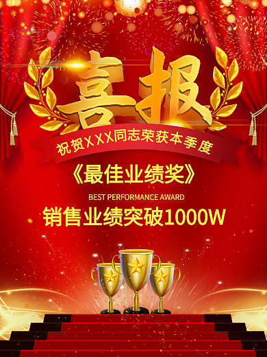红色喜庆企业喜报年终盛典海报