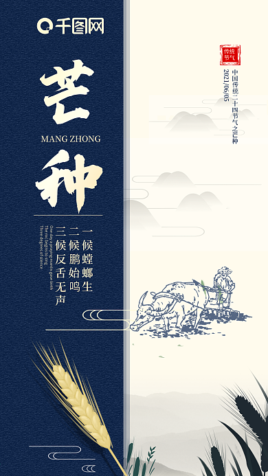 二十四节气芒种手机海报