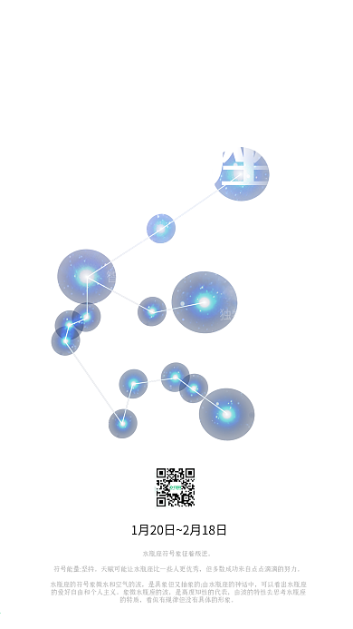 蓝色水瓶座星空海报十二星座配图