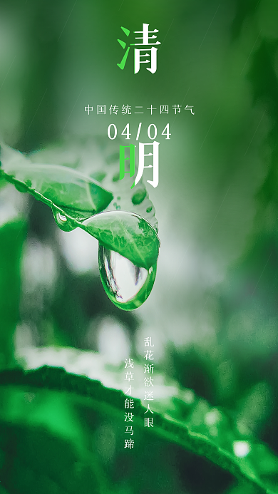 清明谷雨春分惊蛰节日节气宣传手机海报开屏