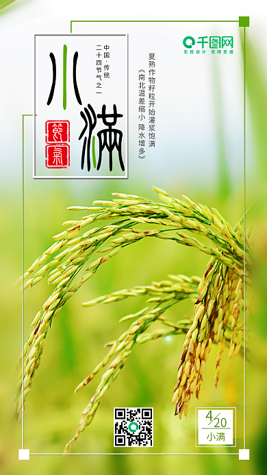 小清新小满二十四节气手机宣传图