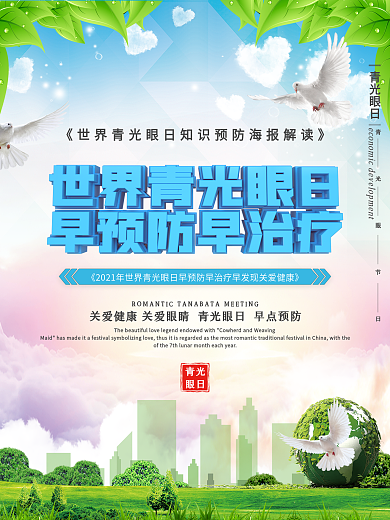 世界青光眼日预防宣传系列海报