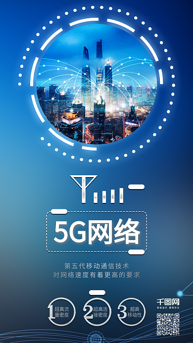 蓝色5G网络通信科技宣传海报