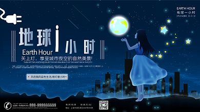 创意地球一小时公益宣传展板