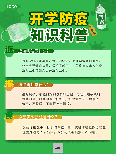 开学疫情防疫知识科普防疫措施疫情防控海报