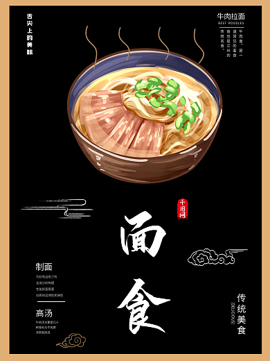 牛肉拉面美食海报