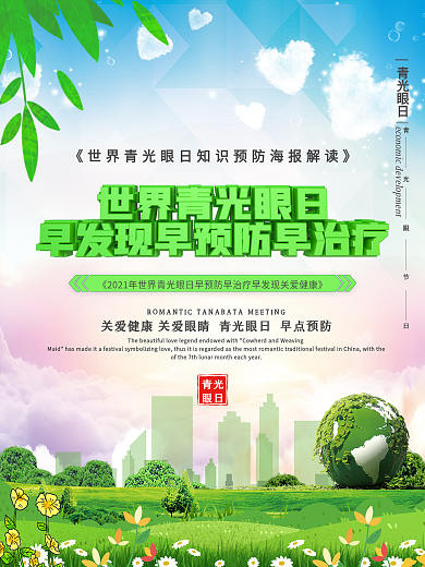 简约风世界青光眼日预防宣传系列展板