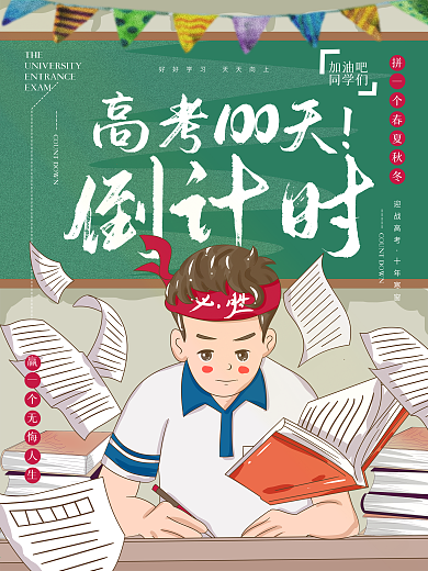 2021高考倒计时100天手绘海报