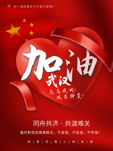 武汉加油抗击新冠状病毒肺炎公益海报