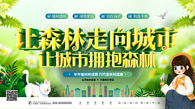 原创绿色清新大气312植树节创意文案展板