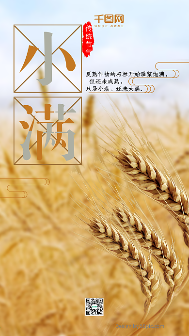 二十四节气小满稻谷手机用图