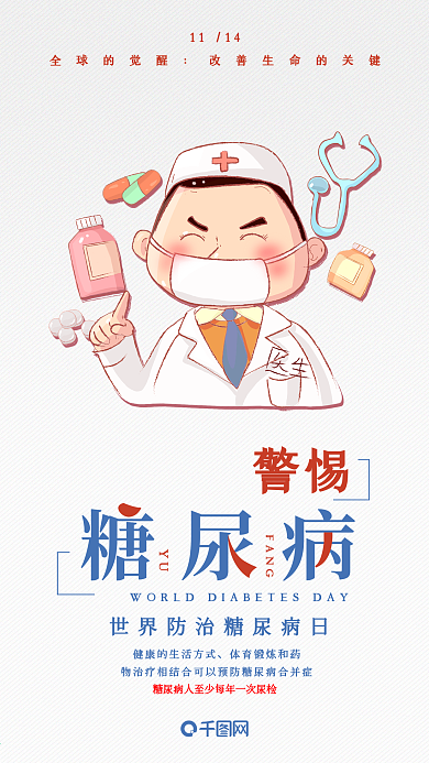 预防糖尿病日手机用图血糖仪血液检测