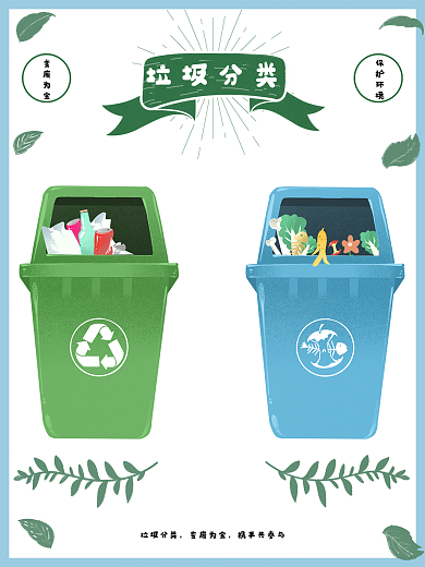 垃圾分类变废为宝公益清新海报