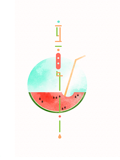 原创简约清新立夏手绘插画海报