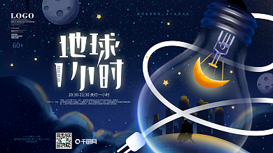 原创创意地球一小时环保活动公益海报展板