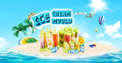 夏日沙滩海边冰棍夏威夷banner海报