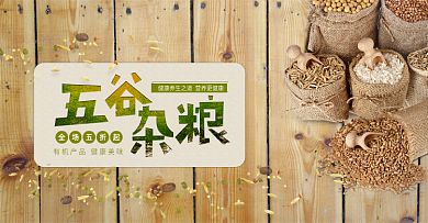棕色清新五谷杂粮粗粮养生电商banner