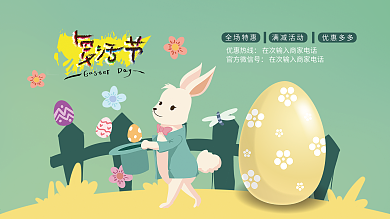 创意合成商场复活节彩蛋活动展板