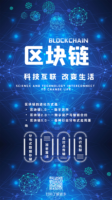 区块链科技互联蓝色企业宣传手机组图