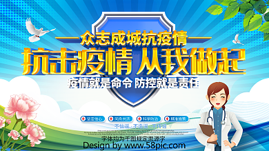 原创大气抗击疫情从我做起新型冠状病毒展板