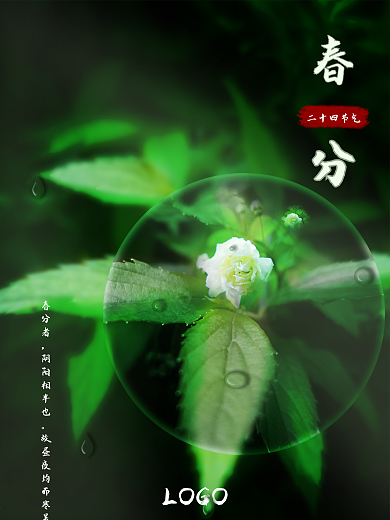 二十四节气春分植物宣传海报