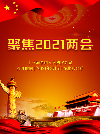 聚焦两会关注民生2021两会海报