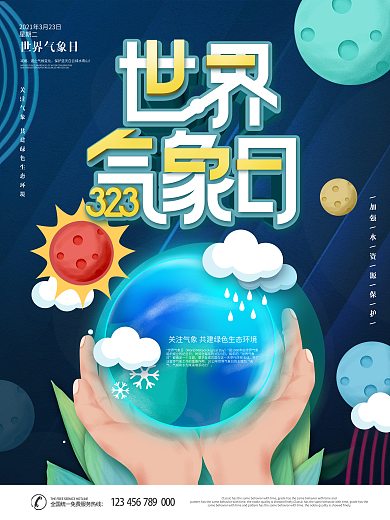 简约风323世界气象日宣传海报