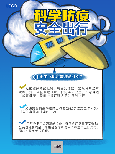 疫情防控安全出行抗疫注意事项科学防控海报