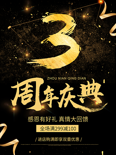 黑金时尚周年庆海报