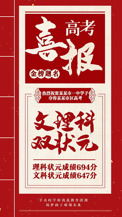 高考喜报 文理状元